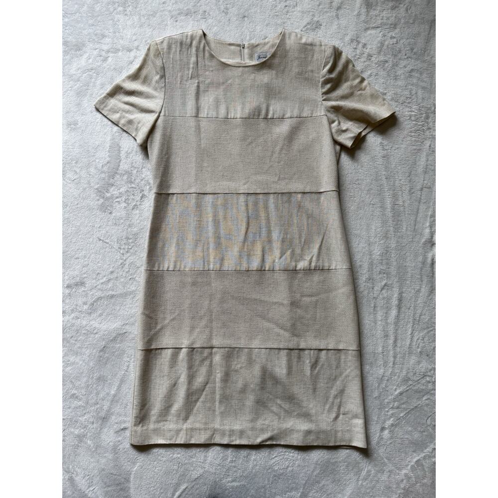 Jennifer Jeffries Minimalist Beige Two Texture Relaxed Vintage Shift Dress Sz 8